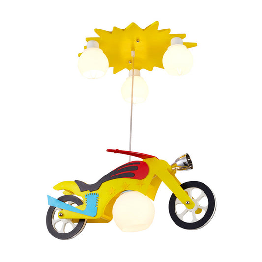 Yellow Motor Hanging Lights Cartoon Metal Hanging Lamp for Kid Bedroom Clearhalo 'Ceiling Lights' 'Chandeliers' Lighting' options 200845