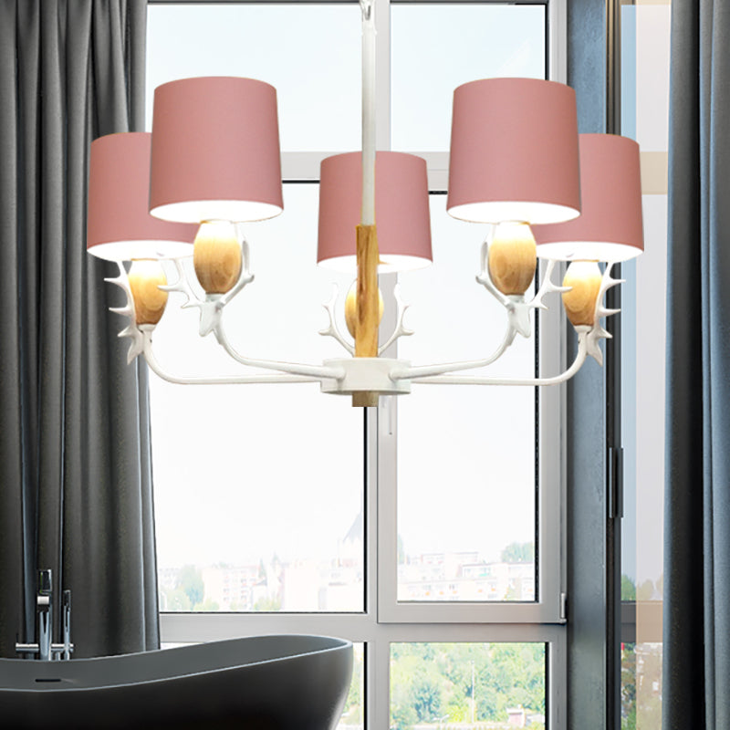 Scandinavian Deer Horn Hanging Lights Metal Wood Chandelier Light for Living Room Clearhalo 'Ceiling Lights' 'Chandeliers' Lighting' options 200870