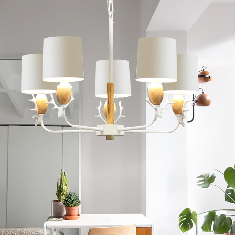 Scandinavian Deer Horn Hanging Lights Metal Wood Chandelier Light for Living Room Clearhalo 'Ceiling Lights' 'Chandeliers' Lighting' options 200873