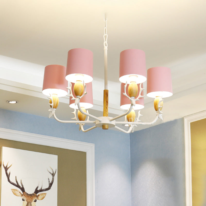Scandinavian Deer Horn Hanging Lights Metal Wood Chandelier Light for Living Room Clearhalo 'Ceiling Lights' 'Chandeliers' Lighting' options 200878