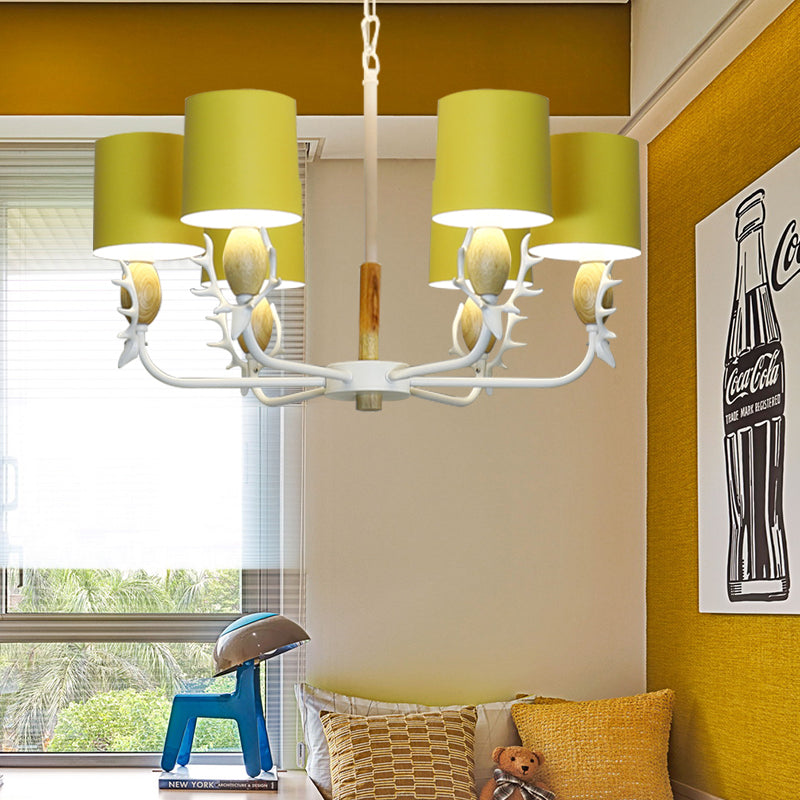 Scandinavian Deer Horn Hanging Lights Metal Wood Chandelier Light for Living Room Clearhalo 'Ceiling Lights' 'Chandeliers' Lighting' options 200883