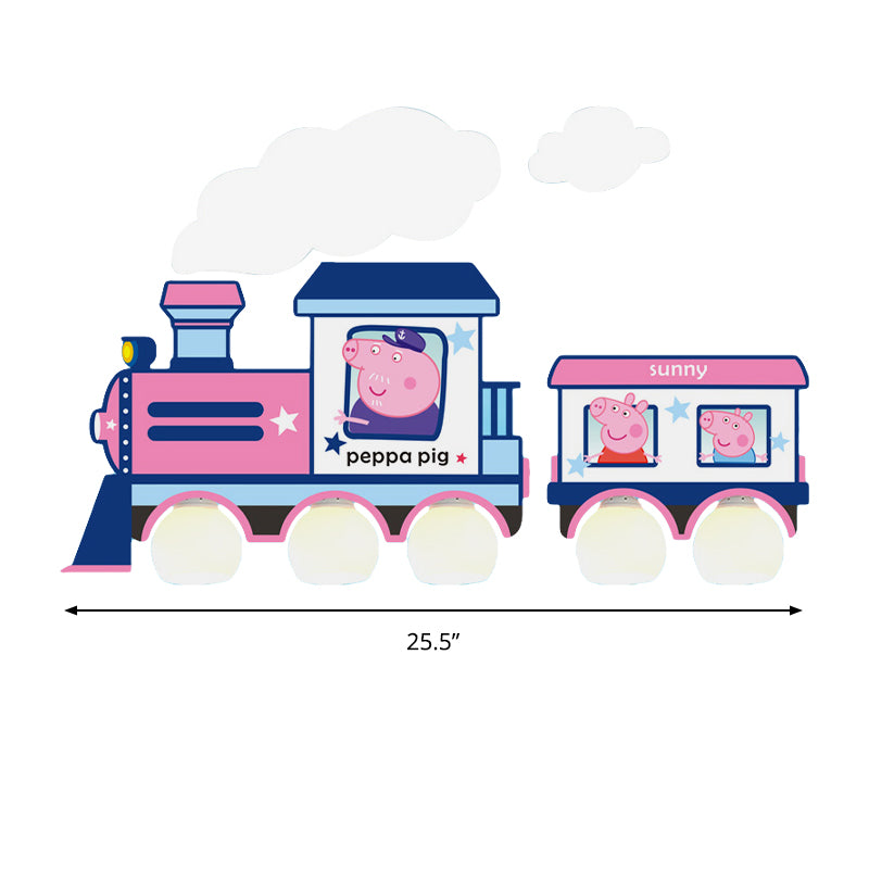 Cartoon Train Hanging Pendant Lights Metal Hanging Lamp in Blue for Kid Bedroom Clearhalo 'Ceiling Lights' 'Chandeliers' Lighting' options 200904