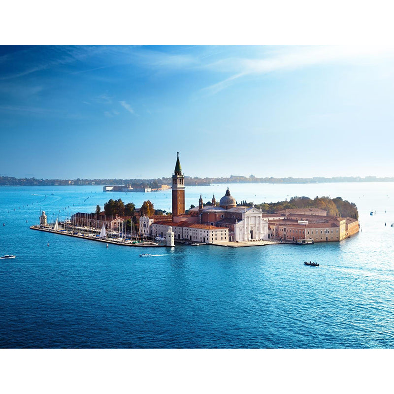 Mediterranean Water City Wall Mural Soft Color Stain-Proof Wall Art for Family Room Clearhalo 'Wall Decor' 'Wall Mural' 2009071