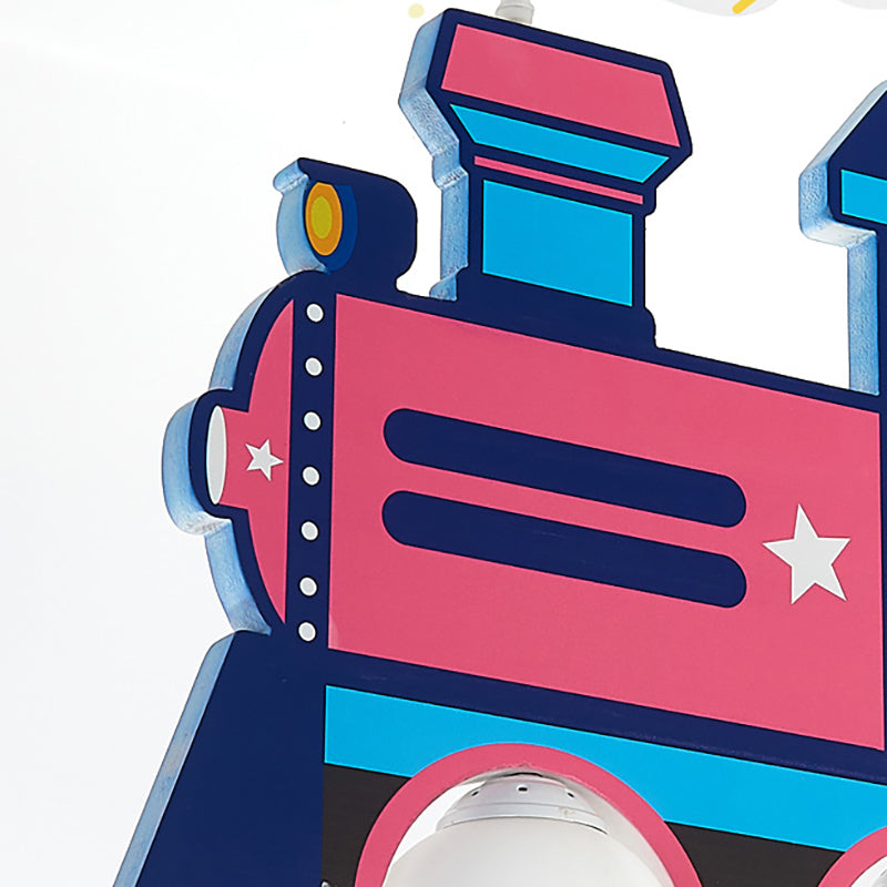 Cartoon Train Hanging Pendant Lights Metal Hanging Lamp in Blue for Kid Bedroom Clearhalo 'Ceiling Lights' 'Chandeliers' Lighting' options 200909