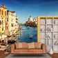 Waterproof Venice Floating City Mural Modern Non-Woven Wall Covering, Customized Size Dark Blue Clearhalo 'Wall Decor' 'Wall Mural' 2009093