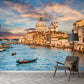 Grand Canal with Boats Mural Decal Pastel Modern Style Wall Decor for Living Room Clearhalo 'Wall Decor' 'Wall Mural' 2009115