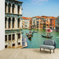 Grand Canal with Boats Mural Decal Pastel Modern Style Wall Decor for Living Room Clearhalo 'Wall Decor' 'Wall Mural' 2009119