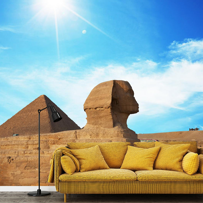 Contemporary Scenery Mural Wallpaper Natural Color Sun over the Pyramid Wall Covering Clearhalo 'Wall Decor' 'Wall Mural' 2009154