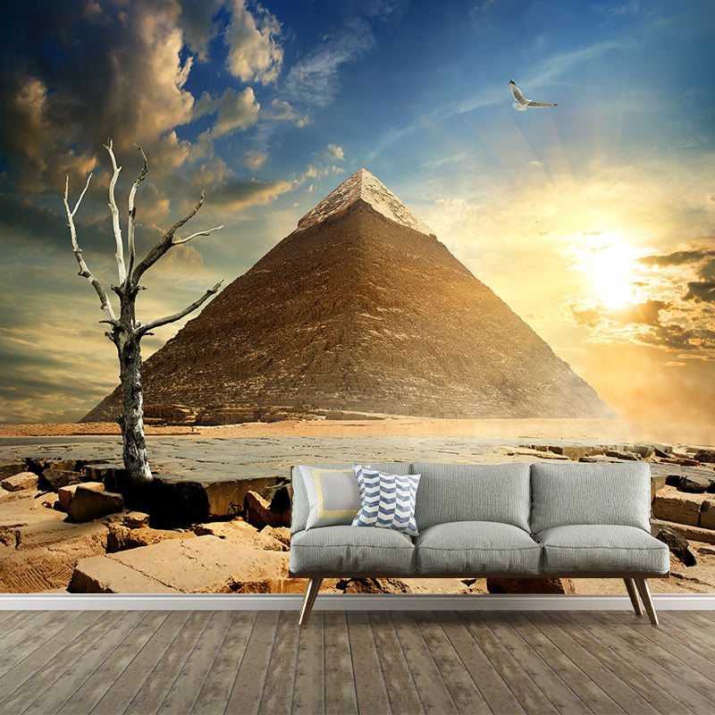 Contemporary Scenery Mural Wallpaper Natural Color Sun over the Pyramid Wall Covering Clearhalo 'Wall Decor' 'Wall Mural' 2009159