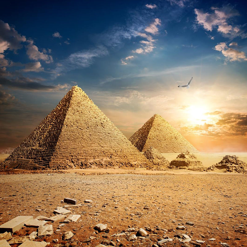 Contemporary Scenery Mural Wallpaper Natural Color Sun over the Pyramid Wall Covering Clearhalo 'Wall Decor' 'Wall Mural' 2009166