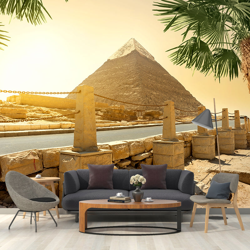 Contemporary Scenery Mural Wallpaper Natural Color Sun over the Pyramid Wall Covering Clearhalo 'Wall Decor' 'Wall Mural' 2009175