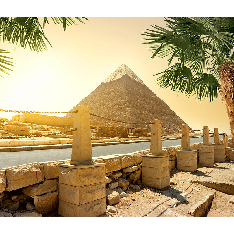 Contemporary Scenery Mural Wallpaper Natural Color Sun over the Pyramid Wall Covering Clearhalo 'Wall Decor' 'Wall Mural' 2009176
