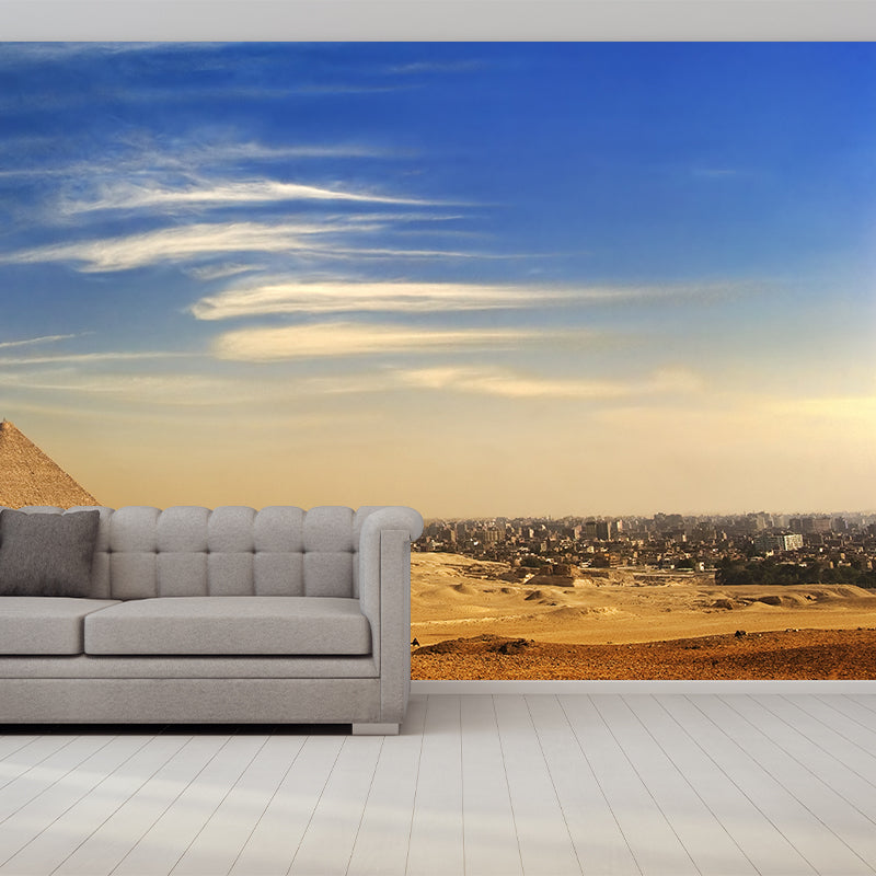 Global Inspired Pyramid Landscape Mural Pastel Color Washable Wall Decor for House Interior Dark Brown Clearhalo 'Wall Decor' 'Wall Mural' 2009178