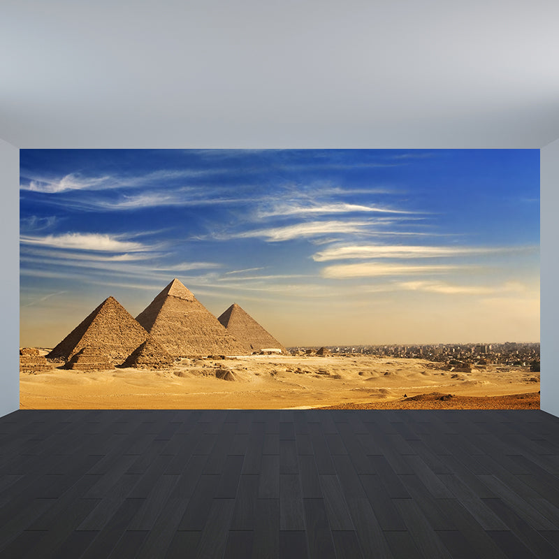 Global Inspired Pyramid Landscape Mural Pastel Color Washable Wall Decor for House Interior Clearhalo 'Wall Decor' 'Wall Mural' 2009179