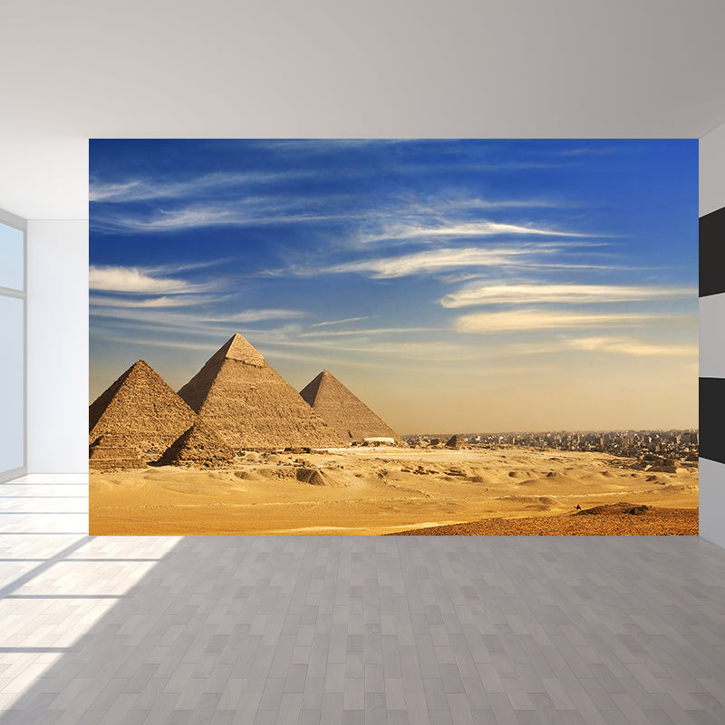Global Inspired Pyramid Landscape Mural Pastel Color Washable Wall Decor for House Interior Clearhalo 'Wall Decor' 'Wall Mural' 2009180