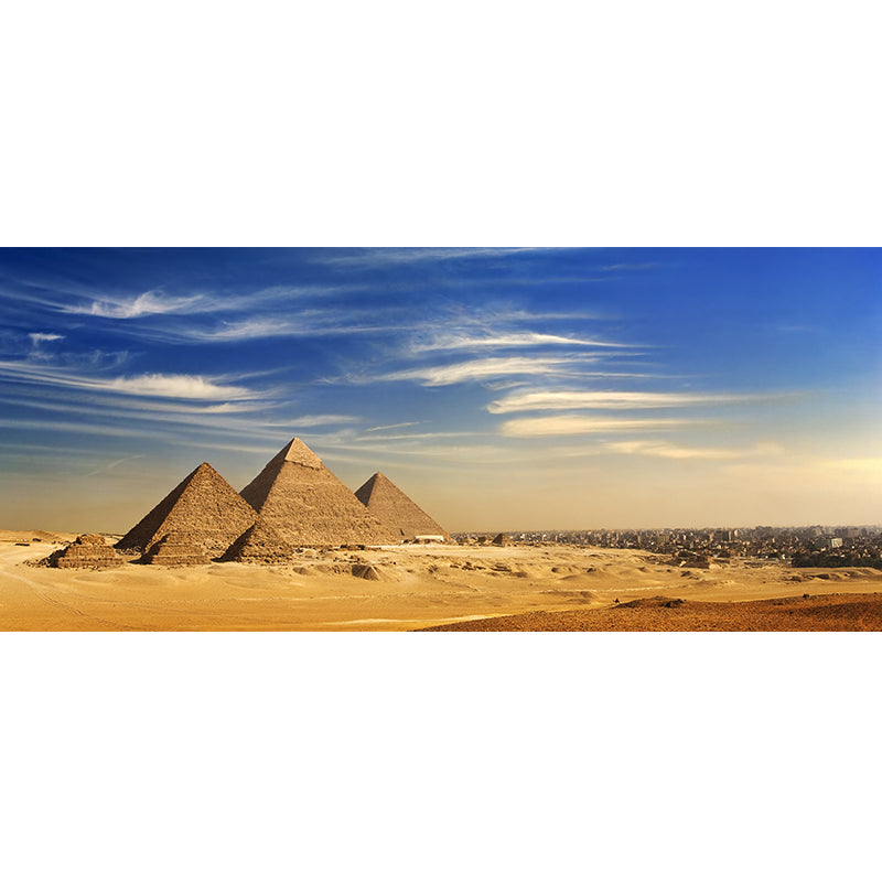 Global Inspired Pyramid Landscape Mural Pastel Color Washable Wall Decor for House Interior Clearhalo 'Wall Decor' 'Wall Mural' 2009181