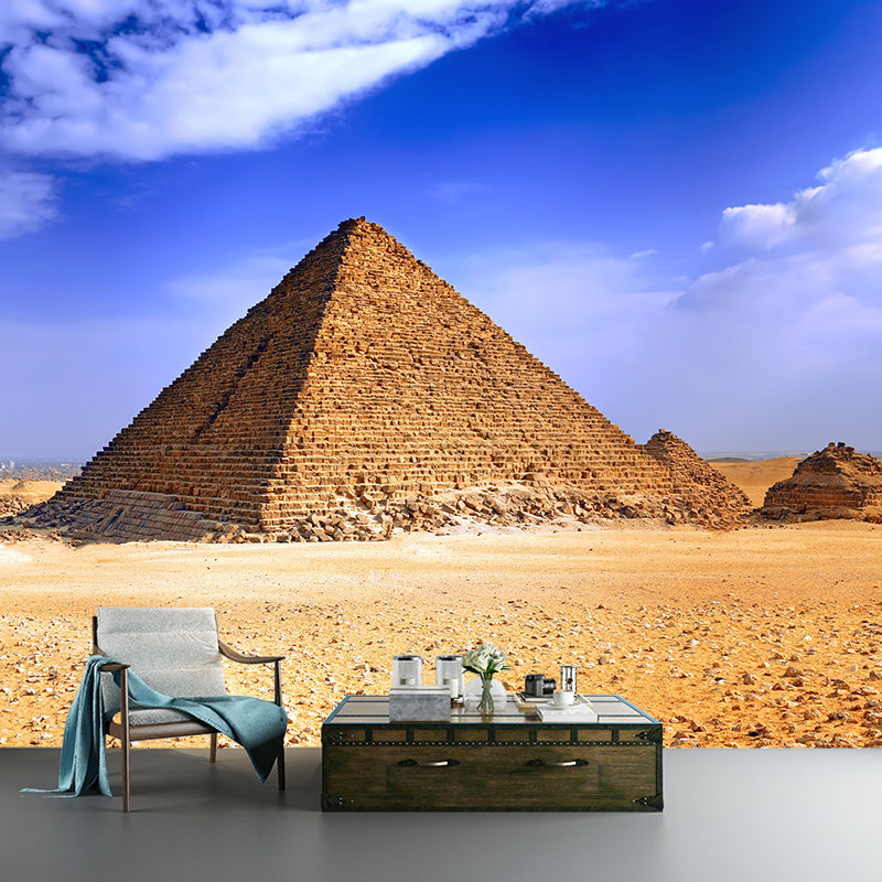 Global Inspired Pyramid Landscape Mural Pastel Color Washable Wall Decor for House Interior Blue Clearhalo 'Wall Decor' 'Wall Mural' 2009188