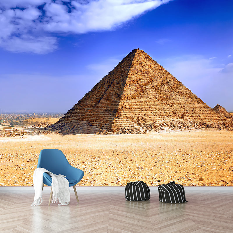 Global Inspired Pyramid Landscape Mural Pastel Color Washable Wall Decor for House Interior Clearhalo 'Wall Decor' 'Wall Mural' 2009189