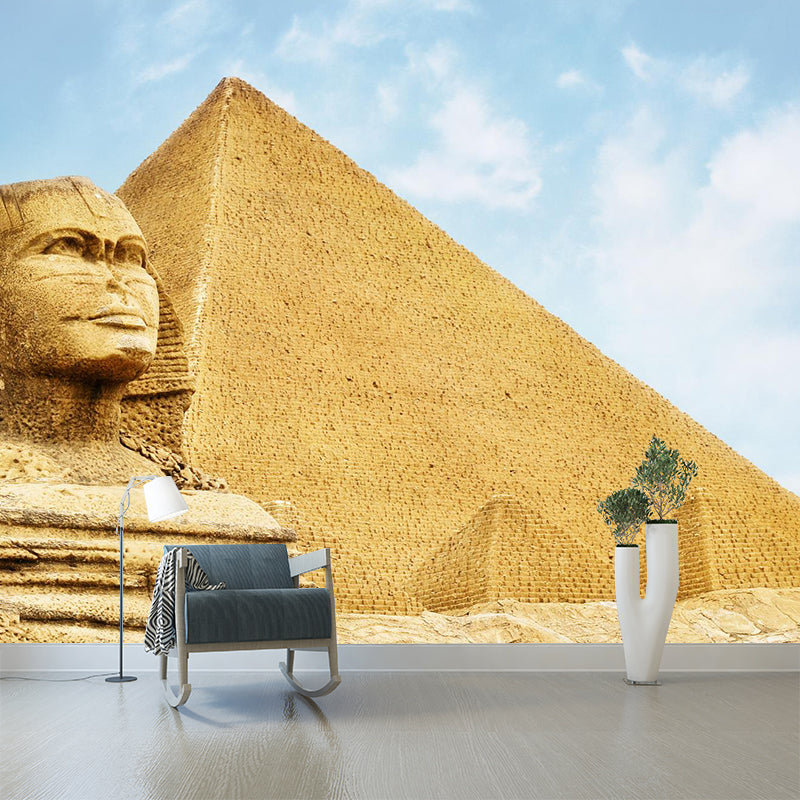 Global Inspired Pyramid Landscape Mural Pastel Color Washable Wall Decor for House Interior Light Brown Clearhalo 'Wall Decor' 'Wall Mural' 2009193