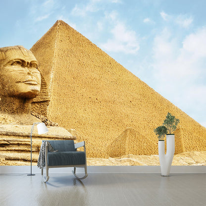 Global Inspired Pyramid Landscape Mural Pastel Color Washable Wall Decor for House Interior Light Brown Clearhalo 'Wall Decor' 'Wall Mural' 2009193