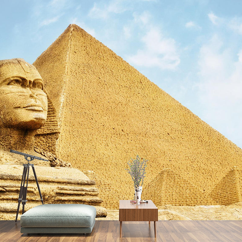 Global Inspired Pyramid Landscape Mural Pastel Color Washable Wall Decor for House Interior Clearhalo 'Wall Decor' 'Wall Mural' 2009195