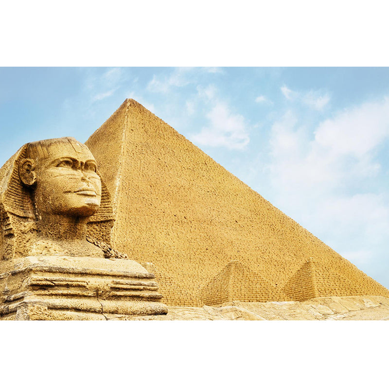 Global Inspired Pyramid Landscape Mural Pastel Color Washable Wall Decor for House Interior Clearhalo 'Wall Decor' 'Wall Mural' 2009196