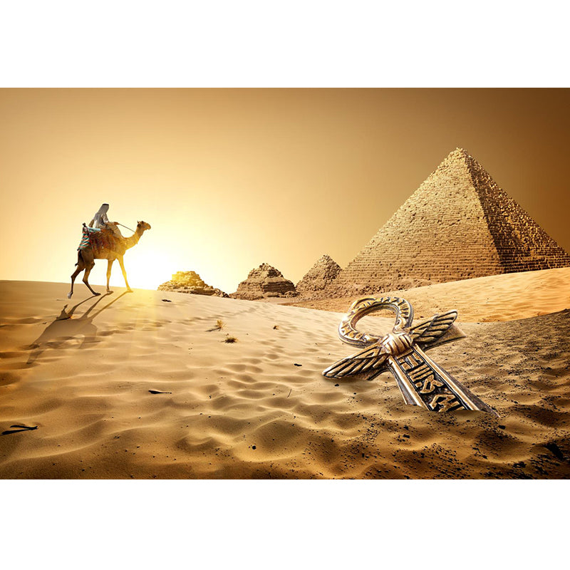 Soft Color Egypt Pyramids Mural Decal Nature Scenery Modern Waterproof Wall Art for Room Clearhalo 'Wall Decor' 'Wall Mural' 2009206