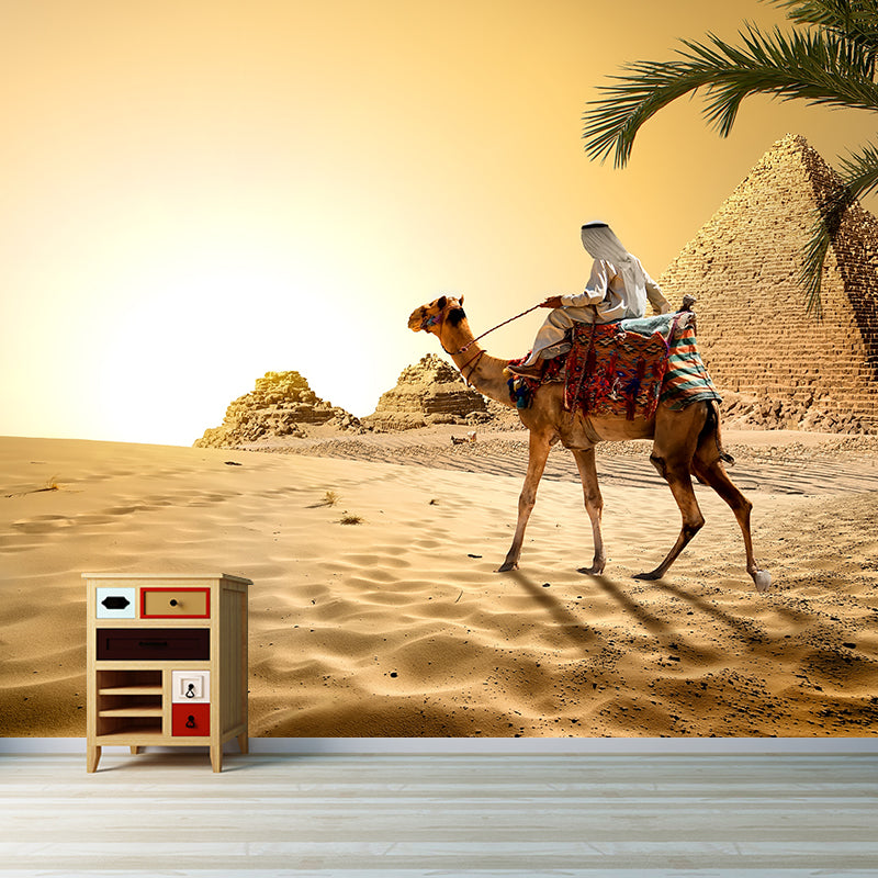 Soft Color Egypt Pyramids Mural Decal Nature Scenery Modern Waterproof Wall Art for Room Clearhalo 'Wall Decor' 'Wall Mural' 2009210