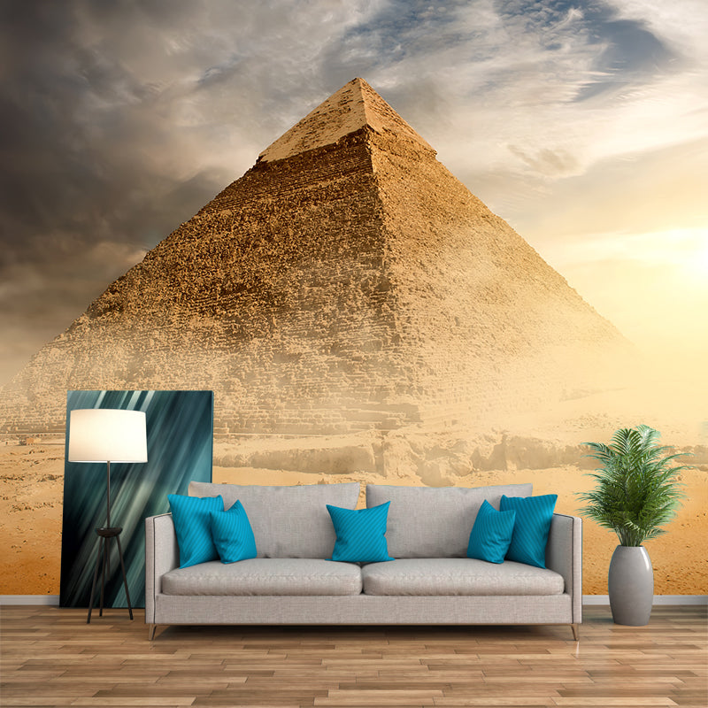 Soft Color Egypt Pyramids Mural Decal Nature Scenery Modern Waterproof Wall Art for Room Light Brown Clearhalo 'Wall Decor' 'Wall Mural' 2009213