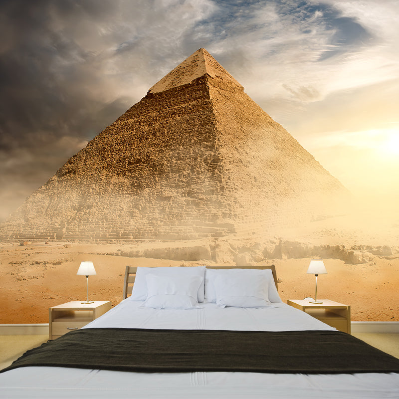 Soft Color Egypt Pyramids Mural Decal Nature Scenery Modern Waterproof Wall Art for Room Clearhalo 'Wall Decor' 'Wall Mural' 2009214