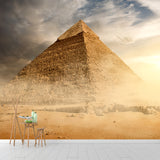 Soft Color Egypt Pyramids Mural Decal Nature Scenery Modern Waterproof Wall Art for Room Clearhalo 'Wall Decor' 'Wall Mural' 2009215