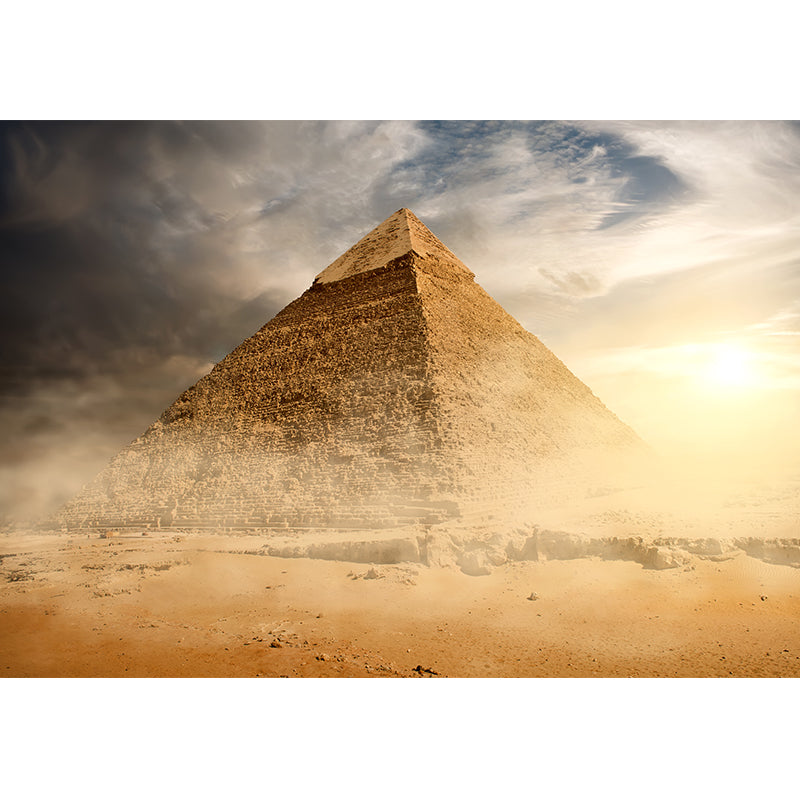 Soft Color Egypt Pyramids Mural Decal Nature Scenery Modern Waterproof Wall Art for Room Clearhalo 'Wall Decor' 'Wall Mural' 2009216