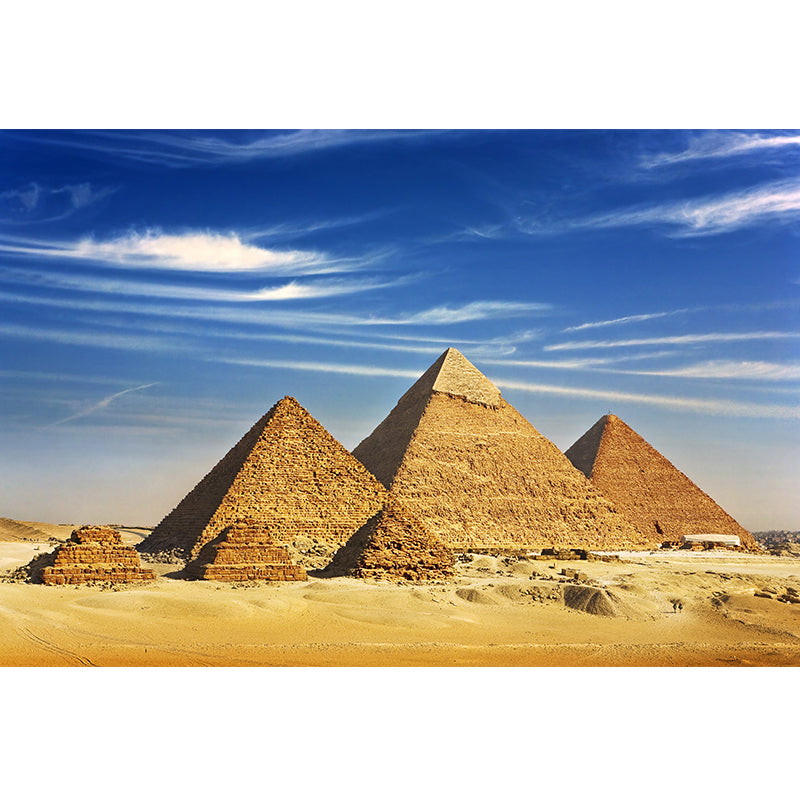 Soft Color Egypt Pyramids Mural Decal Nature Scenery Modern Waterproof Wall Art for Room Clearhalo 'Wall Decor' 'Wall Mural' 2009226