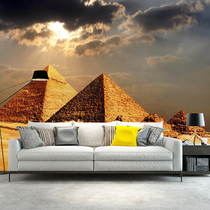 Egypt Giza Pyramid Group Mural Contemporary Stain-Proof Hallway Wall Decor, Custom-Made Dark Gray Clearhalo 'Wall Decor' 'Wall Mural' 2009253