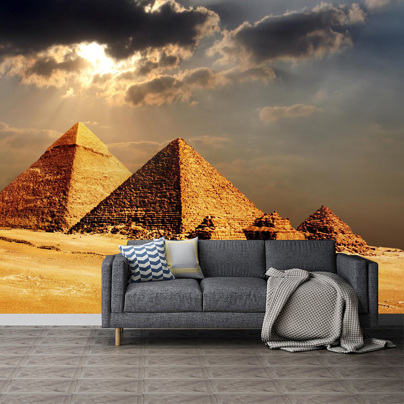 Egypt Giza Pyramid Group Mural Contemporary Stain-Proof Hallway Wall Decor, Custom-Made Clearhalo 'Wall Decor' 'Wall Mural' 2009255