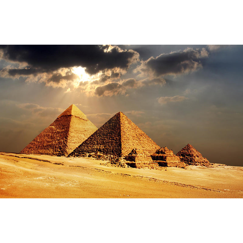 Egypt Giza Pyramid Group Mural Contemporary Stain-Proof Hallway Wall Decor, Custom-Made Clearhalo 'Wall Decor' 'Wall Mural' 2009256