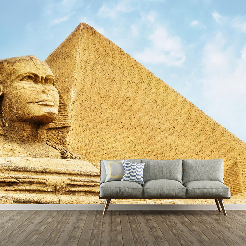 Egypt Giza Pyramid Group Mural Contemporary Stain-Proof Hallway Wall Decor, Custom-Made Clearhalo 'Wall Decor' 'Wall Mural' 2009259