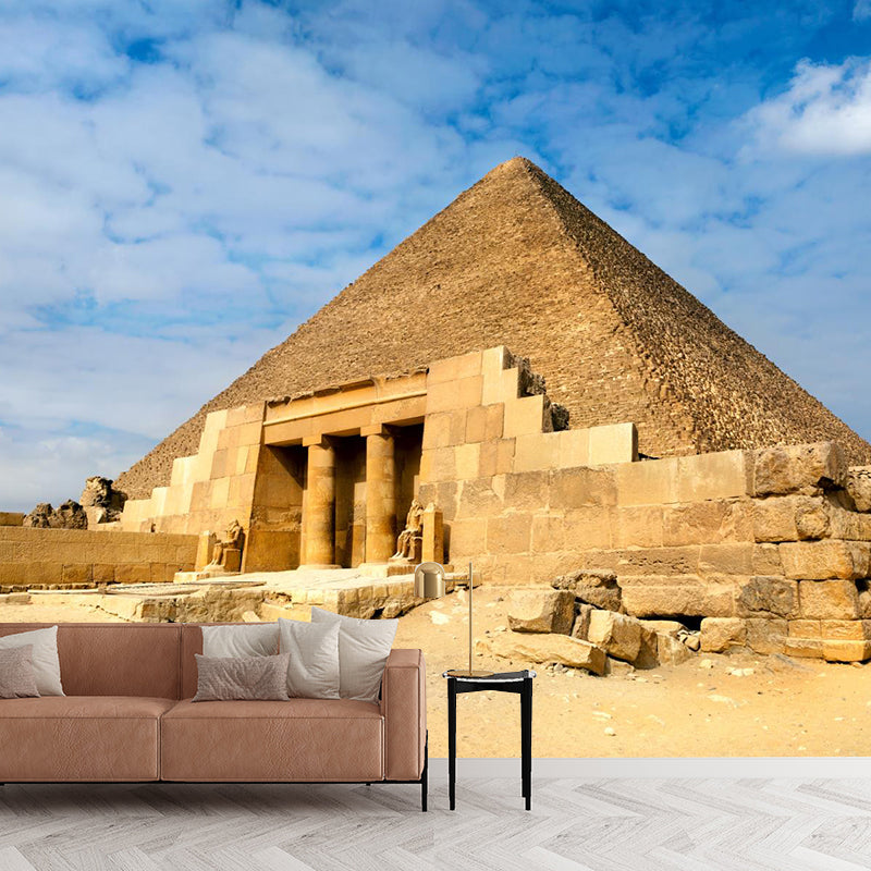 Egypt Giza Pyramid Group Mural Contemporary Stain-Proof Hallway Wall Decor, Custom-Made Clearhalo 'Wall Decor' 'Wall Mural' 2009264