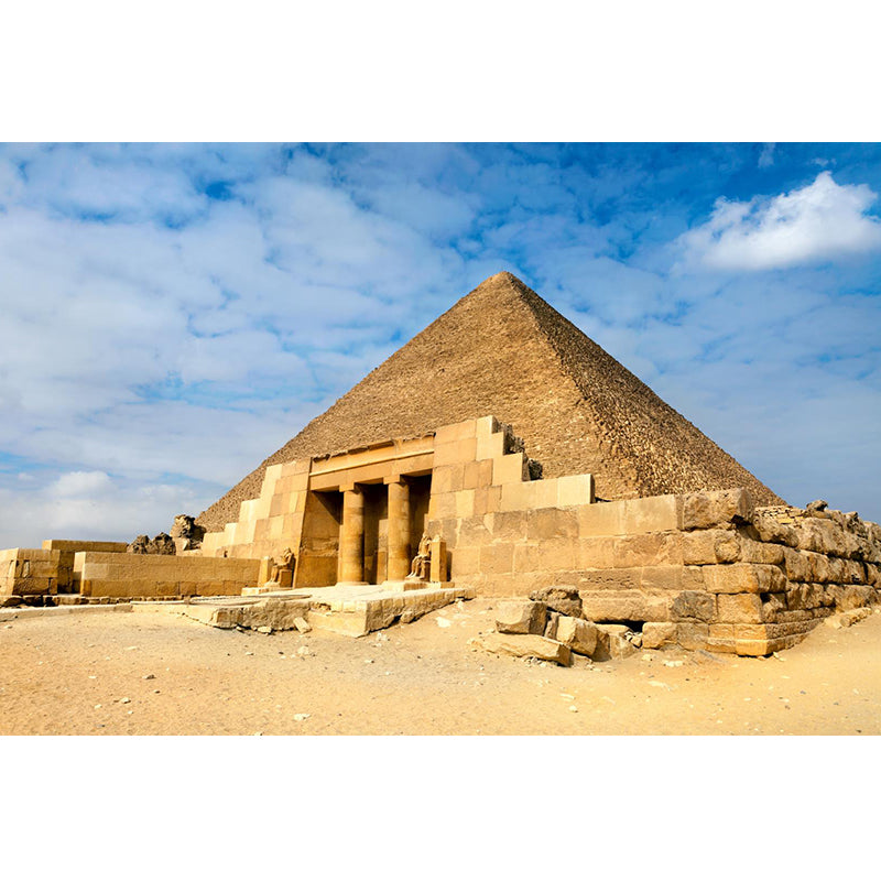Egypt Giza Pyramid Group Mural Contemporary Stain-Proof Hallway Wall Decor, Custom-Made Clearhalo 'Wall Decor' 'Wall Mural' 2009266