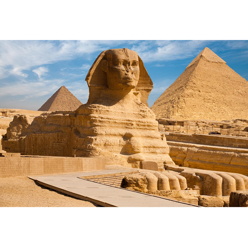 Egypt Giza Pyramid Group Mural Contemporary Stain-Proof Hallway Wall Decor, Custom-Made Clearhalo 'Wall Decor' 'Wall Mural' 2009271