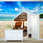 Large Beach Bench Wallpaper Mural Tropix Beautiful Seascape Wall Decor in Natural Color Clearhalo 'Wall Decor' 'Wall Mural' 2009360