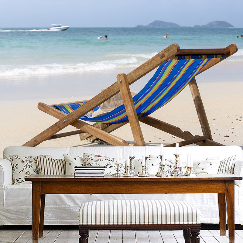 Large Beach Bench Wallpaper Mural Tropix Beautiful Seascape Wall Decor in Natural Color Clearhalo 'Wall Decor' 'Wall Mural' 2009369