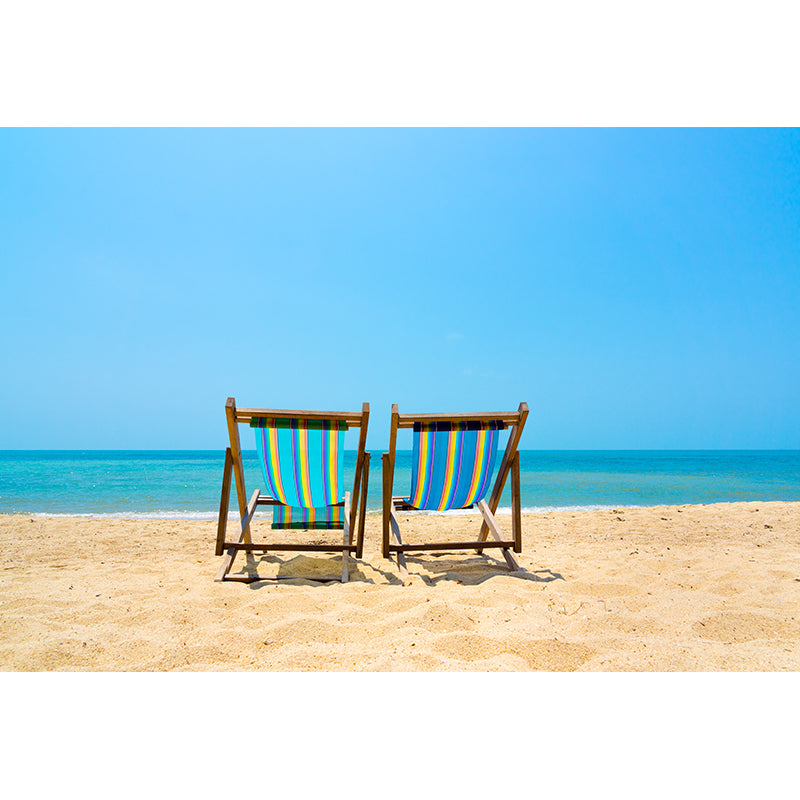 Large Beach Bench Wallpaper Mural Tropix Beautiful Seascape Wall Decor in Natural Color Clearhalo 'Wall Decor' 'Wall Mural' 2009376