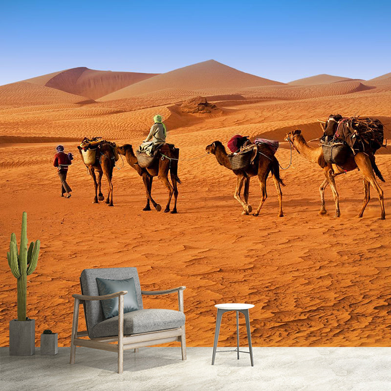 Custom Photo Print Modern Mural with Ship of the Desert Camel Pattern in Nature Color Clearhalo 'Wall Decor' 'Wall Mural' 2009400