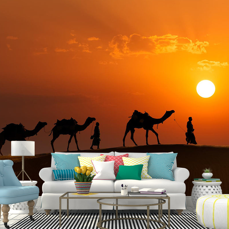 Custom Photo Print Modern Mural with Ship of the Desert Camel Pattern in Nature Color Clearhalo 'Wall Decor' 'Wall Mural' 2009409