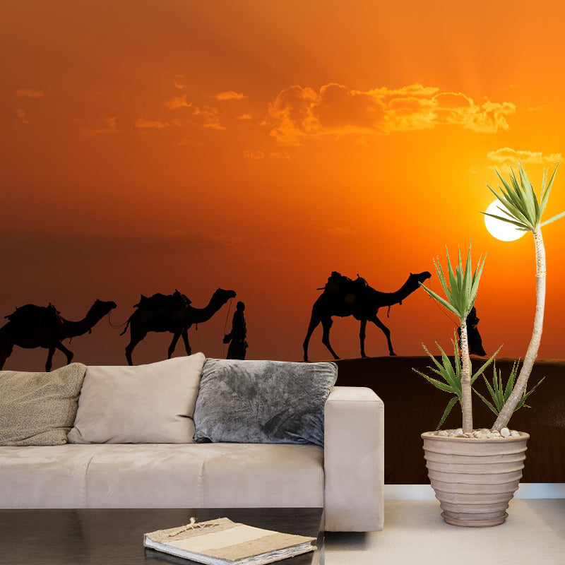 Custom Photo Print Modern Mural with Ship of the Desert Camel Pattern in Nature Color Clearhalo 'Wall Decor' 'Wall Mural' 2009410