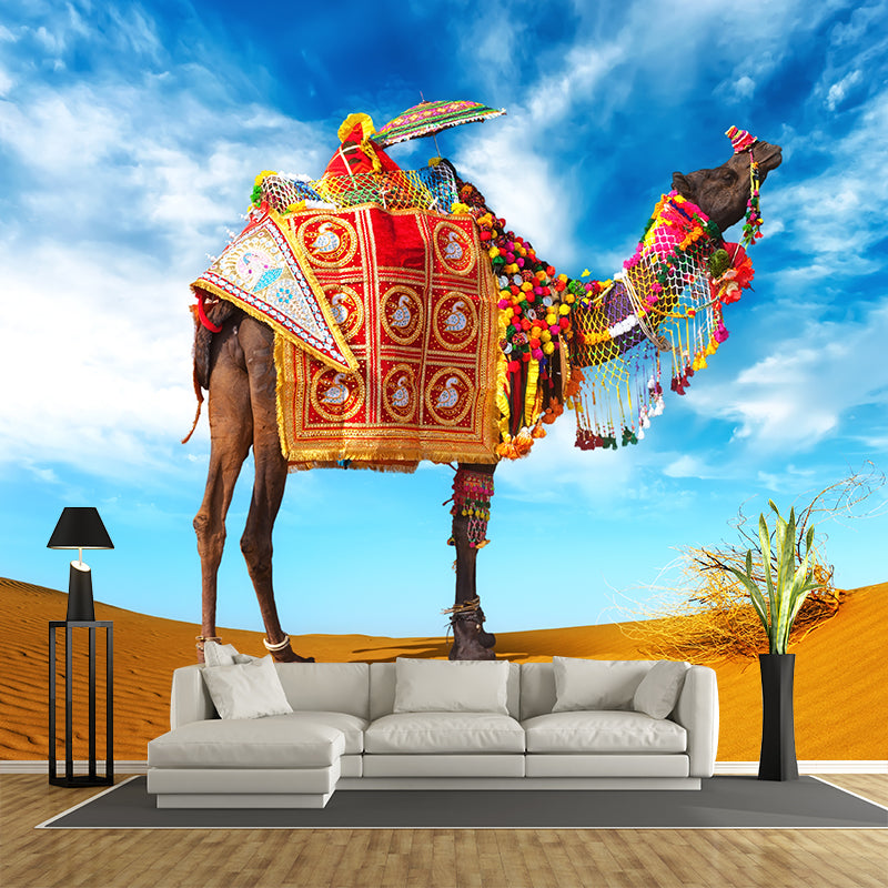 Custom Photo Print Modern Mural with Ship of the Desert Camel Pattern in Nature Color Clearhalo 'Wall Decor' 'Wall Mural' 2009420