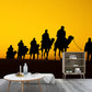 Dark Color Modern Mural Whole Desert Landscape with Camel at Sunset Wall Decor for Home Yellow Clearhalo 'Wall Decor' 'Wall Mural' 2009463