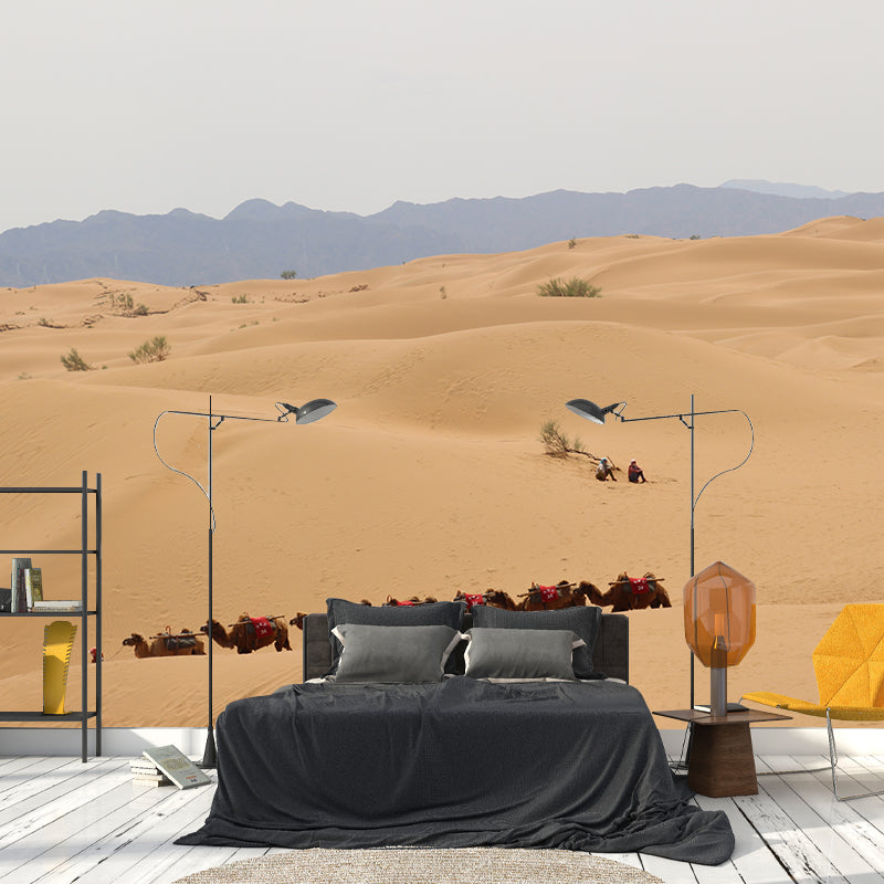 Nature Scenery Desert Mural Wallpaper Modern Non-Woven Wall Art for House Interior Light Brown Clearhalo 'Wall Decor' 'Wall Mural' 2009488