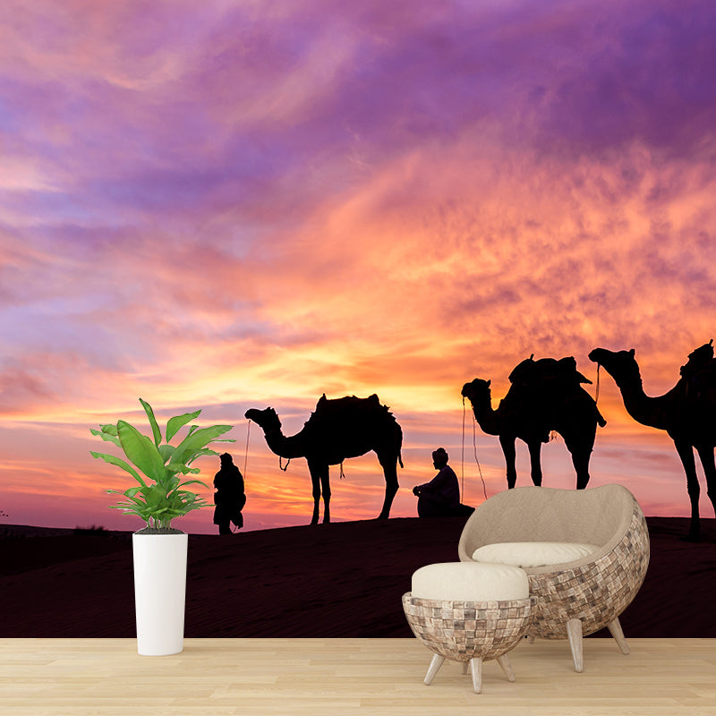 Photographic Camel Mural Full Size Wall Covering for Living Room, Made to Measure Clearhalo 'Wall Decor' 'Wall Mural' 2009499